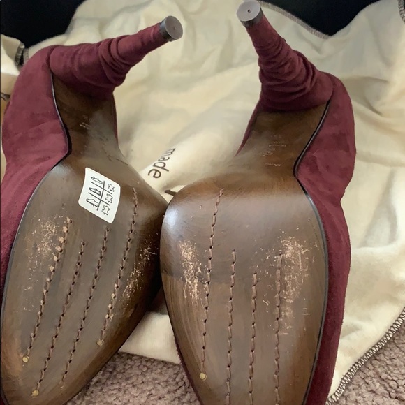 Dusica Sacks Burgundy Swede high heel shoes - Picture 4 of 5